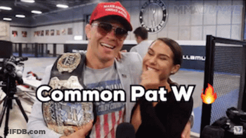 A Man And A Woman Are Posing For A Picture And The Caption Says Common Pat W. GIF