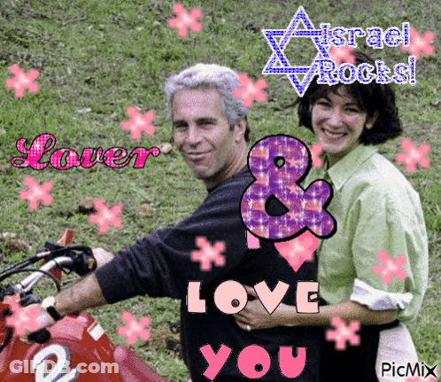 A Man And A Woman Are Posing For A Picture With The Words Israel Rocks In The Background GIF
