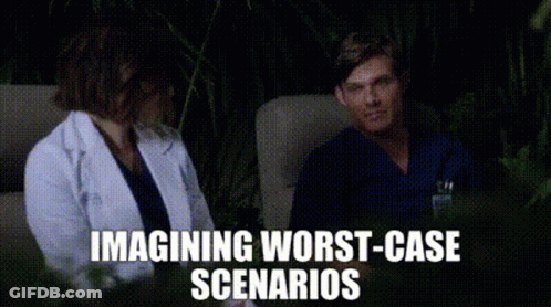 Man And Woman Sitting With Imagining Worst-Case Scenarios GIF