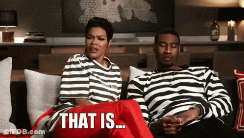 A Man And A Woman Are Sitting On A Couch And The Man Is Saying That Is ... GIF