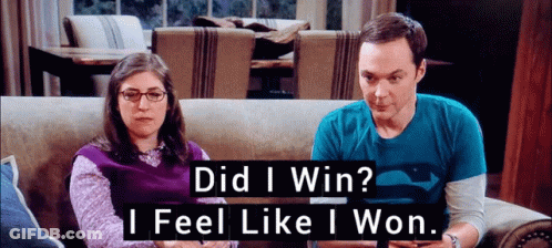 A Man And A Woman Are Sitting On A Couch With The Words Did I Win I Feel Like I Won Below Them GIF