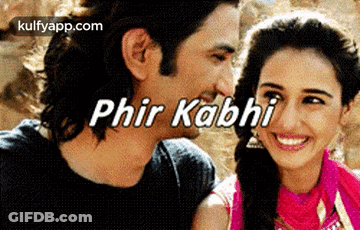 A Man And A Woman Are Smiling For A Picture With The Words Phir Kabhi On The Bottom GIF