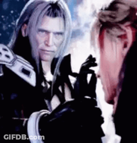 A Man And A Woman Are Standing Next To Each Other And Talking To Each Other . GIF