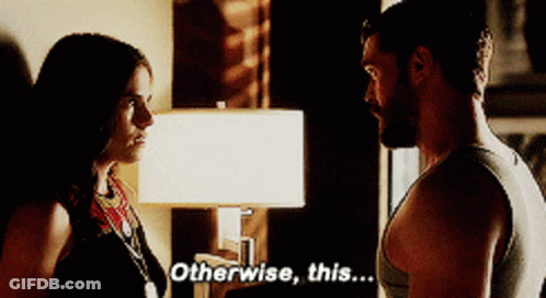 A Man And A Woman Are Standing Next To Each Other And The Man Says " Otherwise This " GIF
