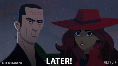 A Man And A Woman Are Standing Next To Each Other And The Words Later Are Visible GIF