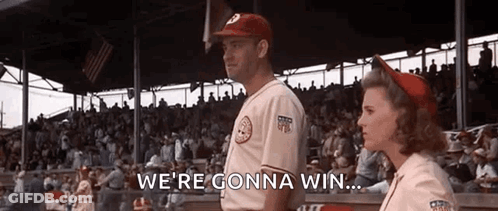 Man And Woman Talking At Baseball Stadium GIF