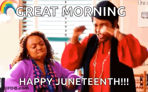 A Man And A Woman Are Standing Next To Each Other In A Classroom And Dancing . GIF