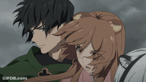 A Man And A Woman Are Standing Next To Each Other In An Anime Scene GIF