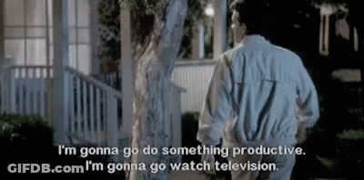 A Man And A Woman Are Standing Next To Each Other In Front Of A House . GIF