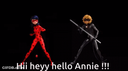 A Man And A Woman Are Standing Next To Each Other In Front Of A Red Background . GIF