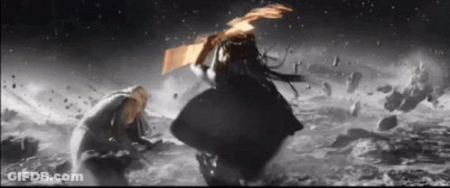 A Man And A Woman Are Standing Next To Each Other In The Middle Of A Storm . GIF