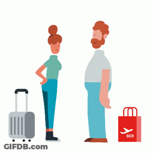 Man And Woman Standing With Ber Bag GIF