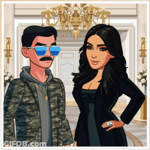 A Man And A Woman Are Standing Next To Each Other GIF