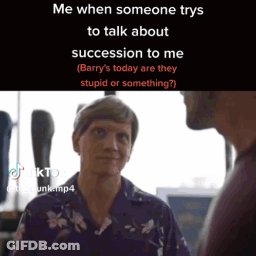 A Man And A Woman Are Talking About Succession GIF
