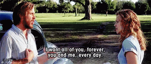 A Man And A Woman Are Talking In Front Of A Car And The Woman Says " I Want All Of You Forever You And Me Every Day GIF
