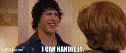 A Man And A Woman Are Talking To Each Other And The Man Is Smiling And Saying I Can Handle It . GIF