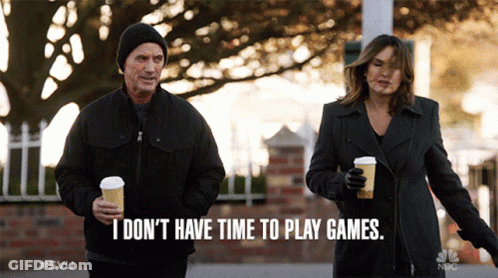 A Man And A Woman Are Walking Down The Street And The Man Says I Don 'T Have Time To Play Games GIF