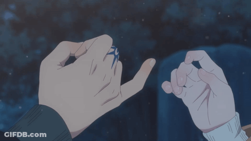 A Man And A Woman Making A Pinky Promise GIF