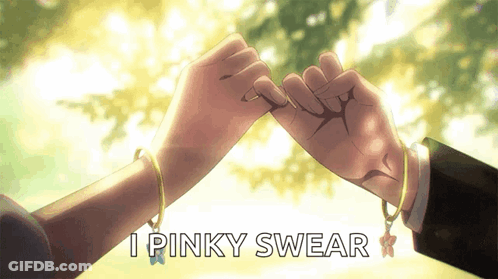 A Man And A Woman Making A Pinky Swear GIF