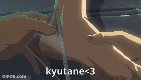 A Man And A Woman Sit On A Bench With Kyutane < 3 In The Corner GIF