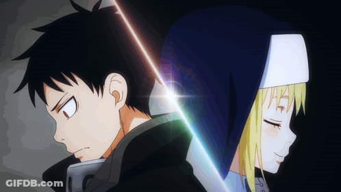 A Man And A Woman Standing Back To Back GIF