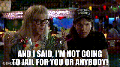 A Man And A Woman Standing Next To Each Other In A Bar . GIF