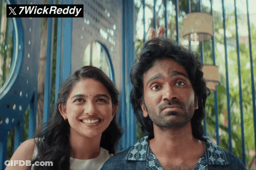 A Man And A Woman Standing Next To Each Other With 7Wick Reddy Written On The Top GIF