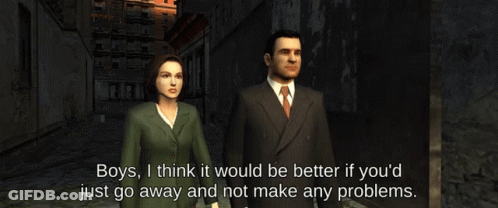 A Man And A Woman Standing Next To Each Other With A Caption That Says Boys I Think It Would Be Better GIF