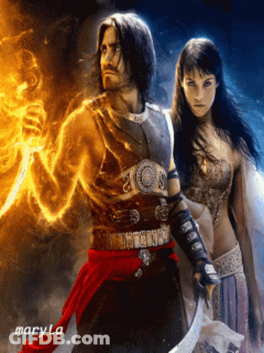A Man And A Woman Standing Next To Each Other With The Name Maryla On The Bottom Right GIF