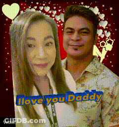 A Man And A Woman With The Words I Love You Daddy On The Bottom GIF