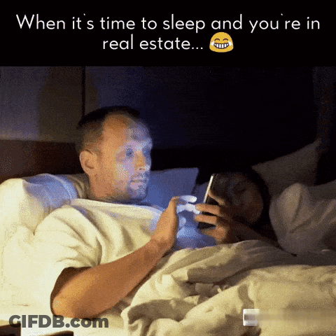 A Man And Woman Are Laying In Bed Looking At Their Phones With The Caption When It 'S Time To Sleep GIF