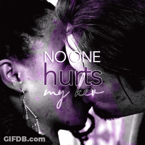A Man And Woman Kissing With The Words No One Hurts My Ken On The Bottom GIF