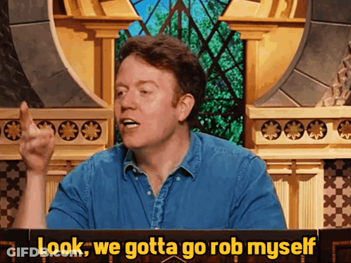 A Man Behind A Podium With The Words Look We Gotta Go Rob Myself GIF