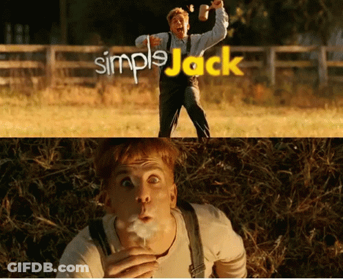 A Man Blowing A Dandelion In Front Of A Simple Jack Logo GIF