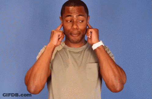 A Man Covering His Ears With His Hands And A Watch On His Wrist GIF