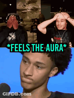 A Man Covering His Face With His Hands And The Words Feels The Aura GIF