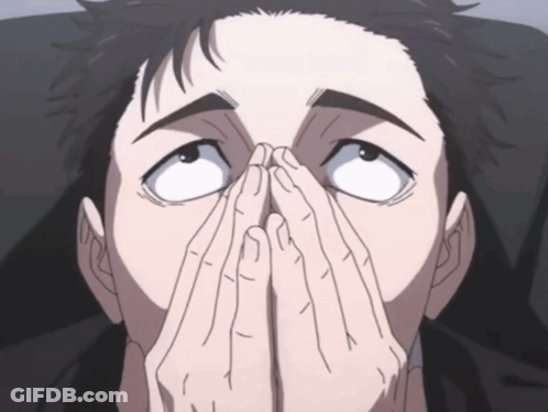 A Man Covering His Face With His Hands While Looking Up GIF
