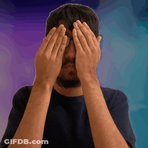 A Man Covering His Face With His Hands With A Purple Background GIF