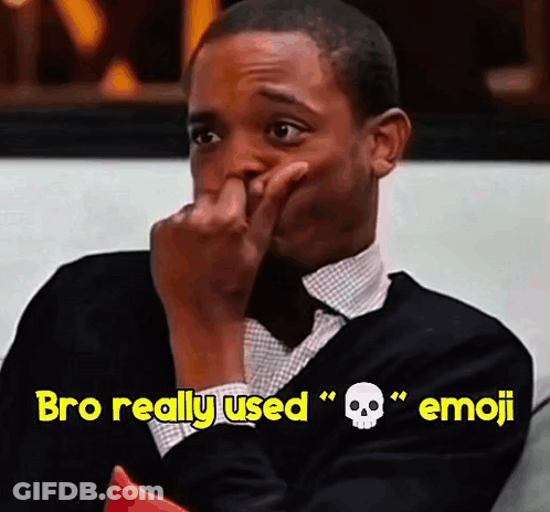 A Man Covering His Nose With His Hand And The Words " Bro Really Used " Emoji GIF