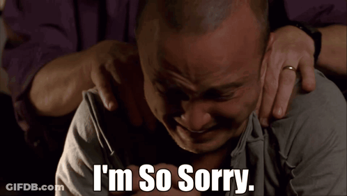 A Man Crying With The Words I 'M So Sorry Written Below Him GIF