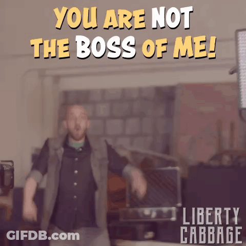 A Man Dancing With The Words You Are Not The Boss Of Me GIF