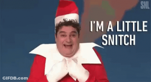 A Man Dressed As A Cat In The Hat Is Saying `` I 'M A Little Snitch '' . GIF