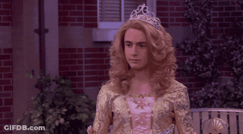 A Man Dressed As A Princess Says " I Don T Understand The Question " GIF