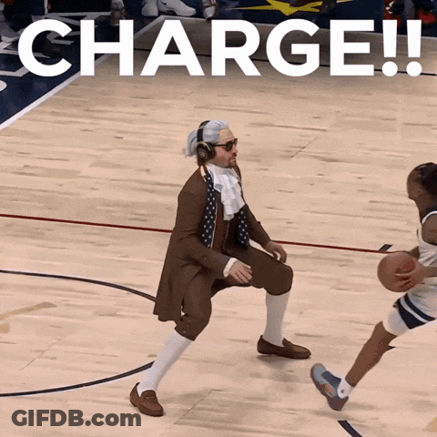 A Man Dressed As Thomas Jefferson Dribbles A Basketball GIF