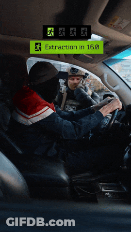 A Man Driving A Car With A Sign That Says Extraction In 143 On It GIF