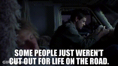A Man Driving A Car With The Words Some People Just Weren T Cut Out For Life On The Road GIF