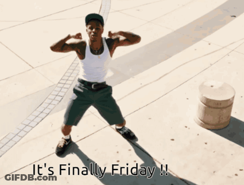 Man Flexing Muscles Saying Finally Friday GIF