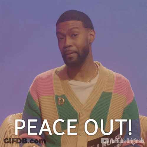 A Man Giving A Peace Sign And The Words Peace Out GIF