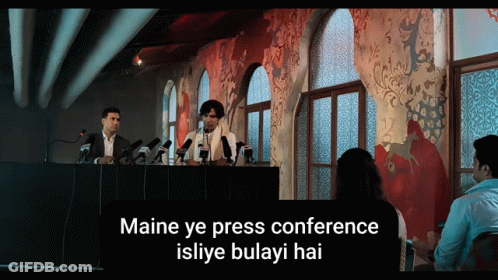 A Man Giving A Press Conference With The Words Maine Ye Press Conference Isliye Bulavi Hai GIF