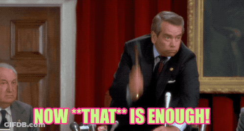 A Man Giving A Speech With The Words Now That Is Enough On The Bottom GIF
